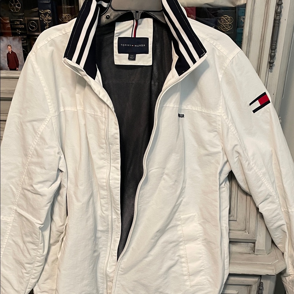 Tommy Hilfiger White Jacket with Striped Collar